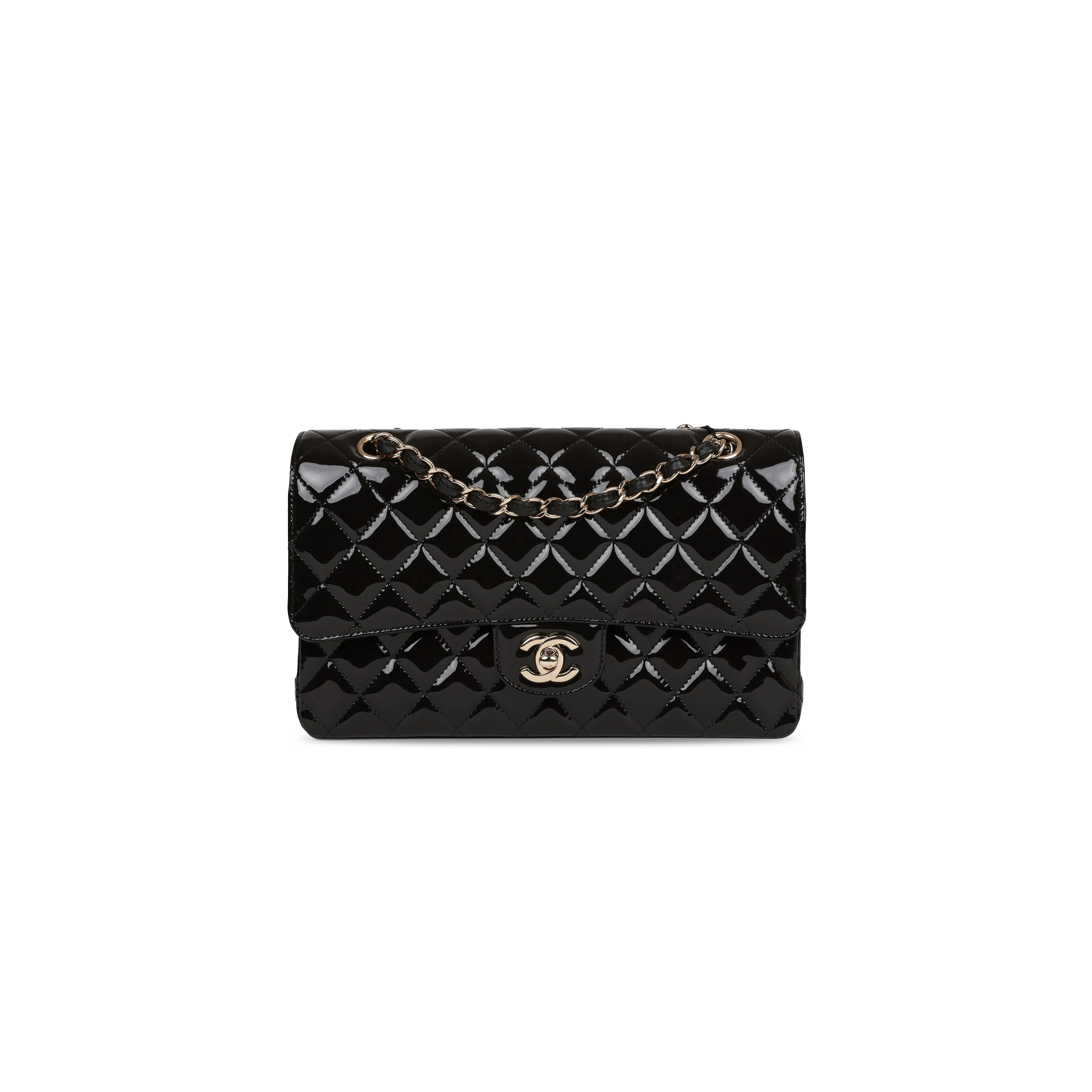 CHANEL PATENT CALFSKIN QUILTED MEDIUM CLASSIC FLAP 1300265 (25*15*7cm)